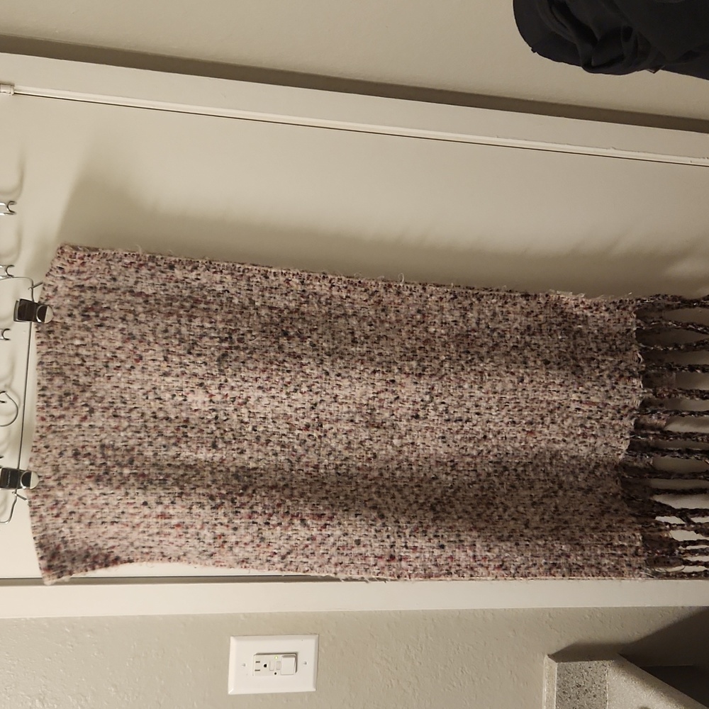 Fringe Trim Blanek Scarf pink tones 19" wide long  73